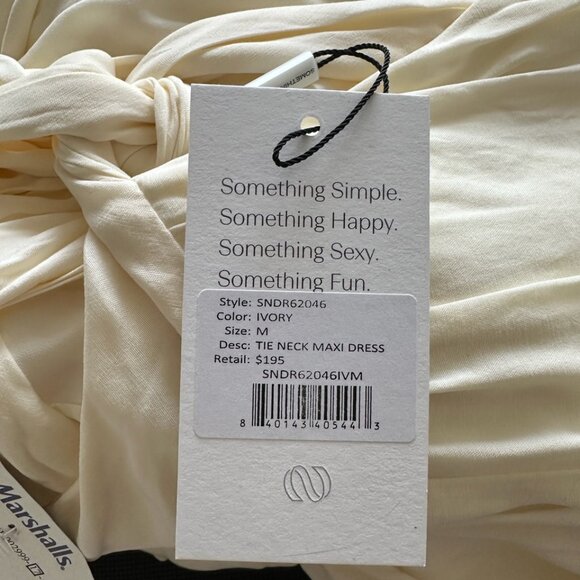 Something Navy Ivory Tie Neck Maxi Dress size M - Picture 2 of 3